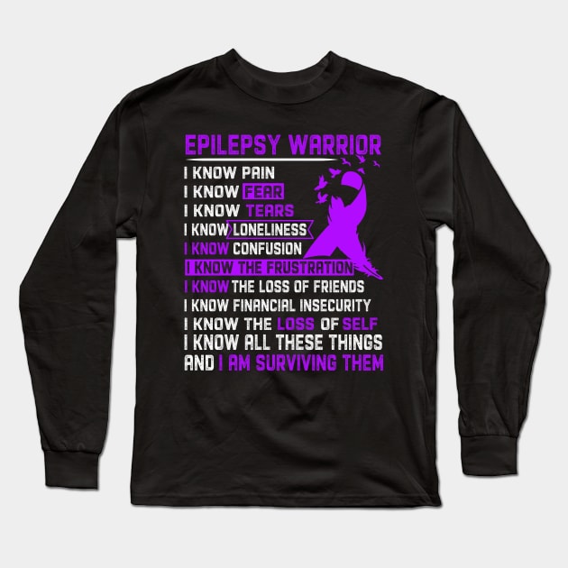 Epilepsy Awareness Support Epilepsy Warrior Gifts Long Sleeve T-Shirt by ThePassion99